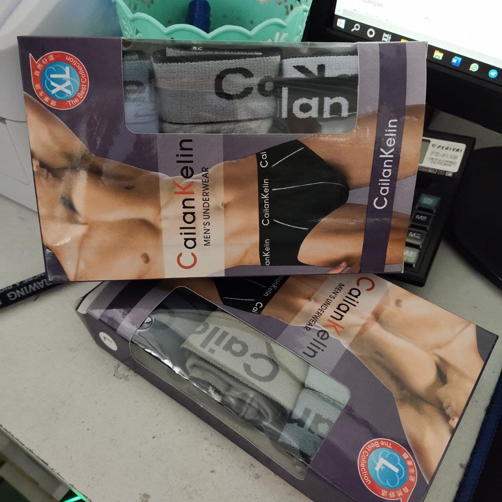 CK Sempak pria celana dalam ban cowok 1pack isi 3pcs model boxer size L XL murah bagus