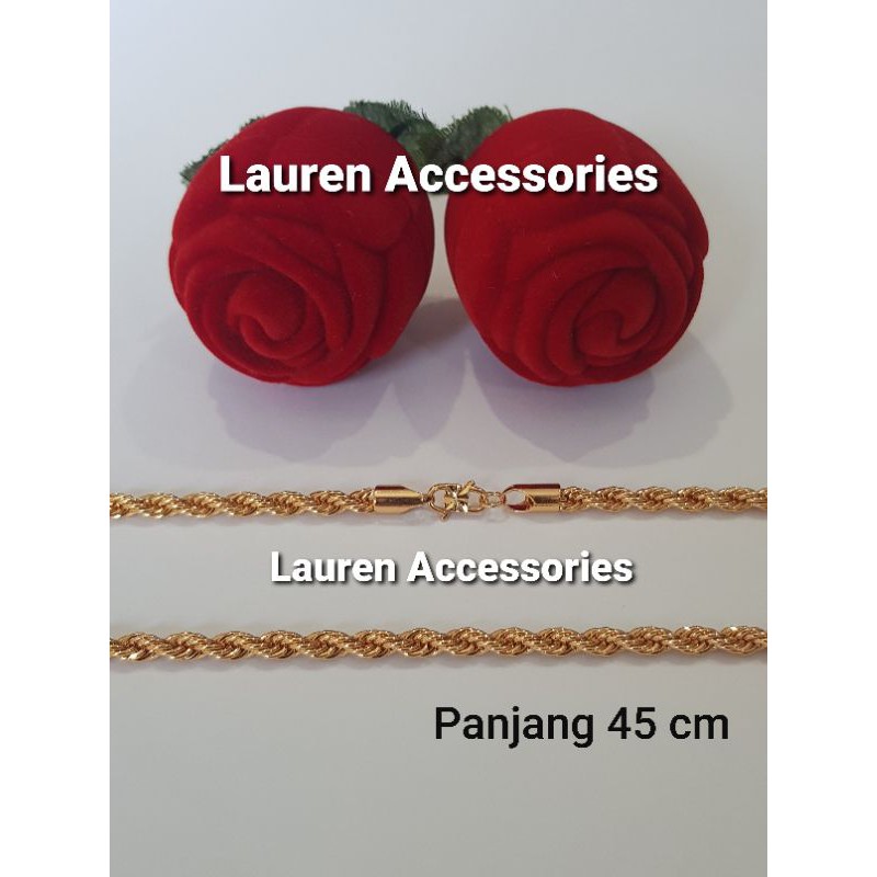 Kalung Dewasa Panjang 45cm Motif Tambang Perhiasan Imitasi Lapis Emas Kuning KL 2208