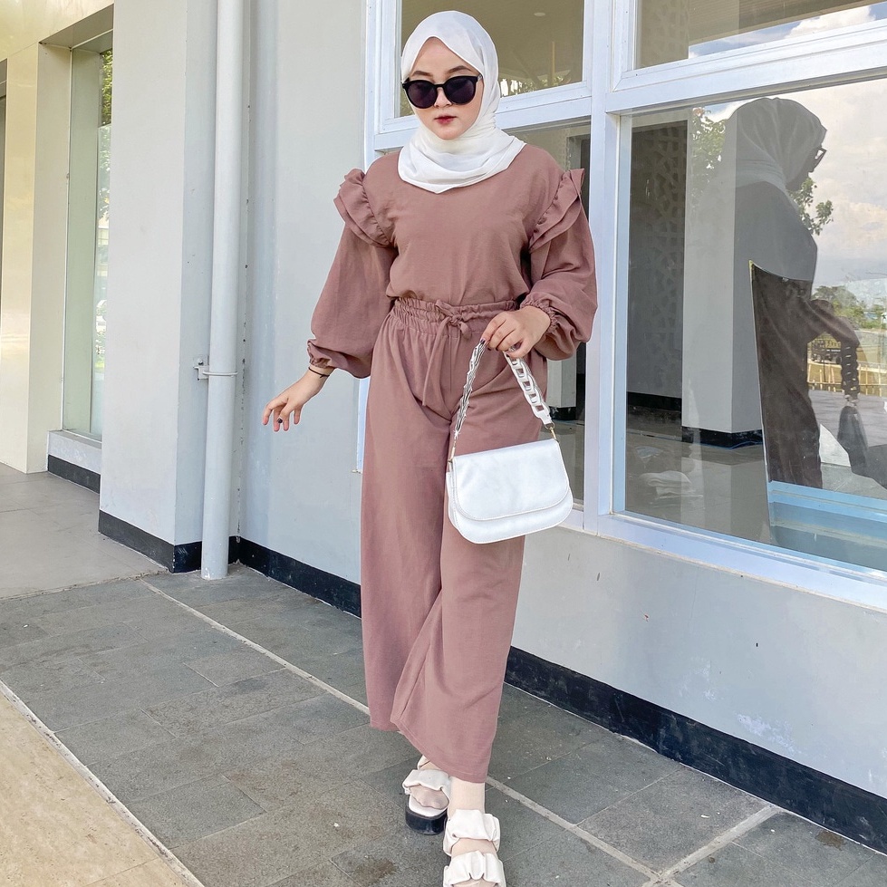 RUBY SET RAYON CRINKLE || BLOUSE ATASAN WANITA CRINKLE || ONE SET WANITA || SETELAN WANITA KEKINIAN 