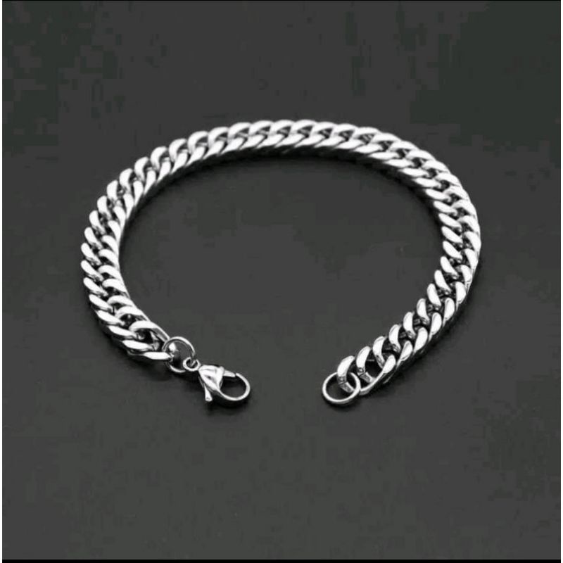 gelang rantai pria gelang silver gelang titanium gelang keren anti karat gelang preman