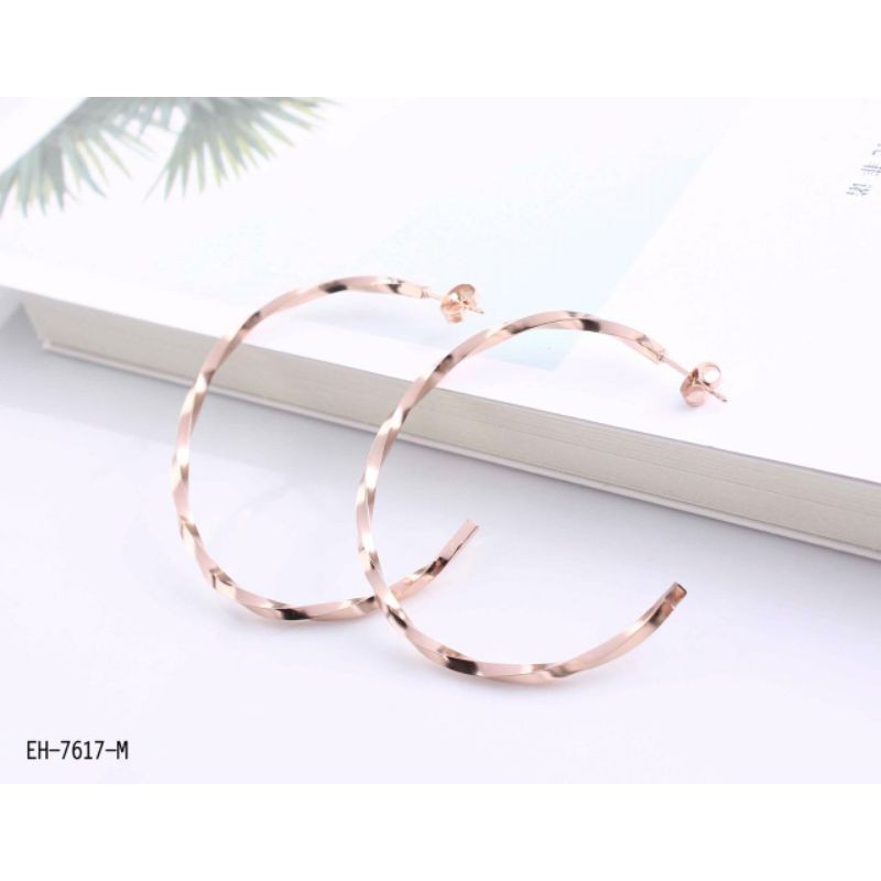 Anting Titanium C Warna Rose Gold chrome emas 24k