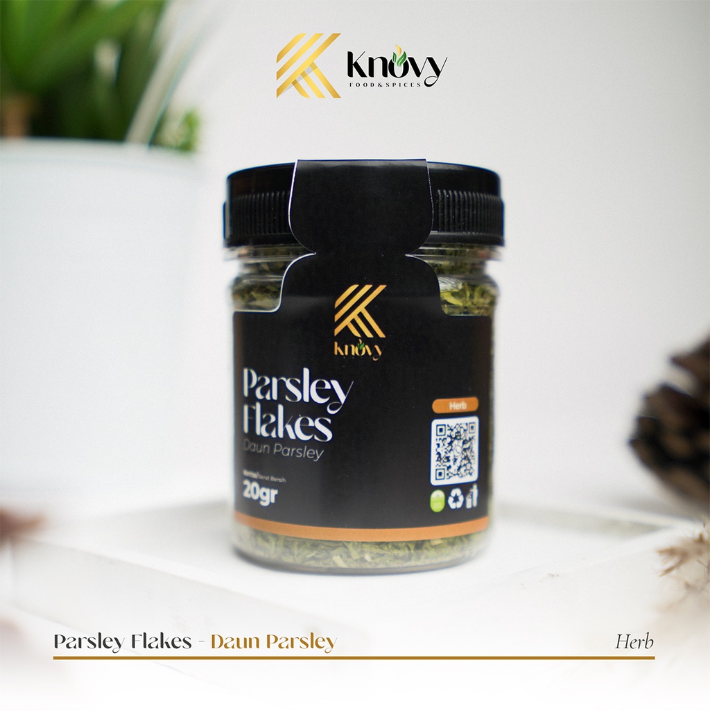 

KNOVY Parsley Flakes USA Daun Rempah Peterseli Bumbu Dapur Bubuk Masak Eropa 20 Gram