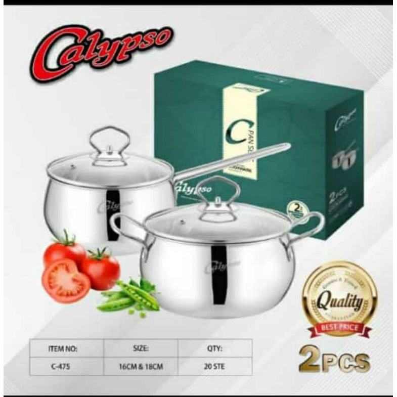 Panci Set Calypso 2 Pcs Stainless / Panci Set  Sauce Pan + Soup Pot