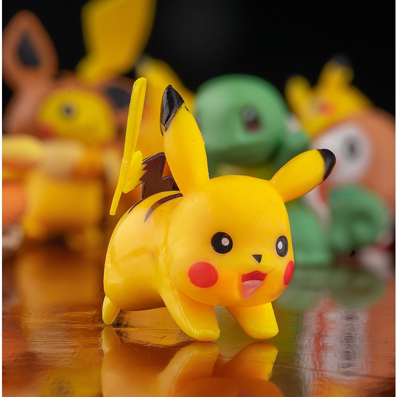 8pcs / set Mainan Action Figure Pokemon Pikachu Squirtle Bulbasaur Bahan PVC Untuk Dekorasi Kue