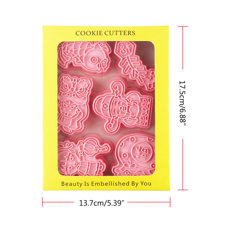 Gro 6pcs Cetakan Cookies / Cookies DIY Bahan Plastik Untuk Festival Musim Semi