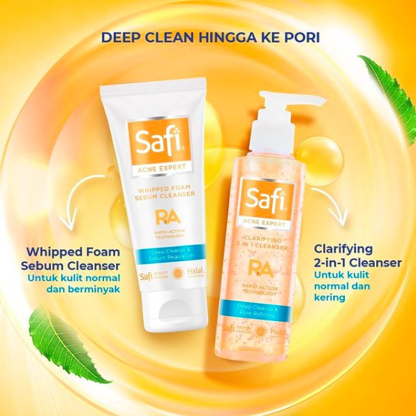 Safi Acne Expert | Whip Foam 2in1 Cleanser Acne Gel Moisturizer Sebum Control