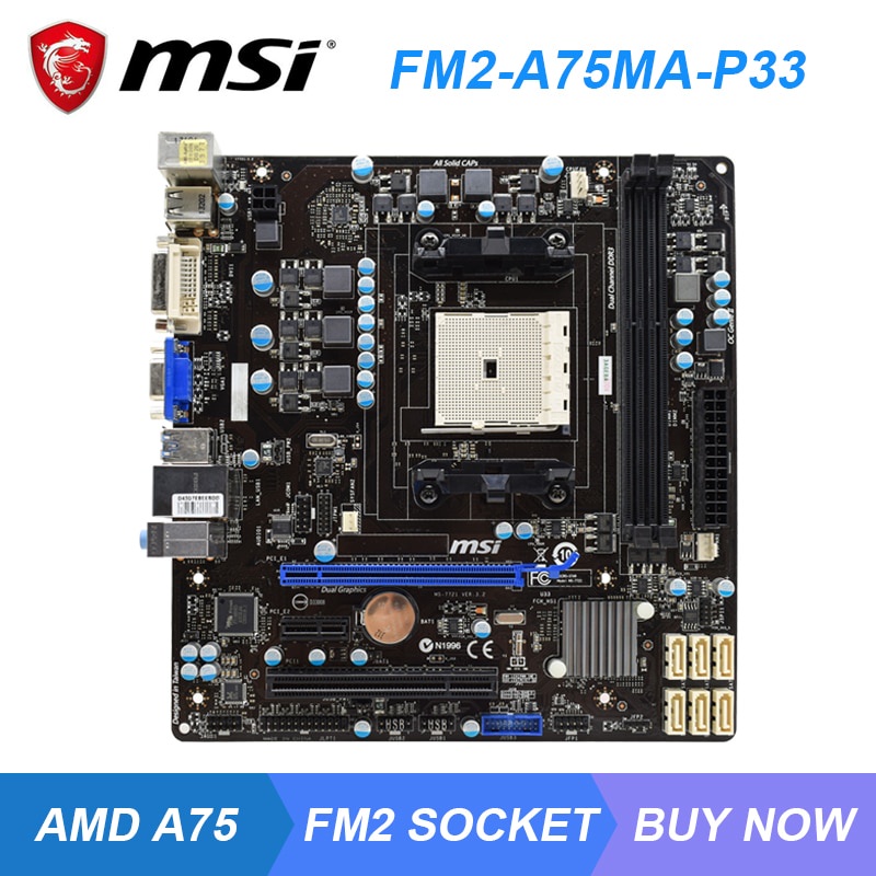 PREORDER MSI FM2-A75MA-P33 Socket FM2 AMD A75 Desktop PC Motherboard DDR3 16GB AMD A8-5600K A6-6400K