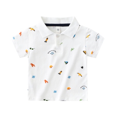 Polo shirt anak-anak cowo T6623 broken white color berlengan pendek motif hownkids