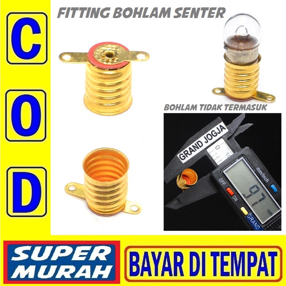 KOM 16C Fitting Bohlam Senter E10 Drat Kuningan Fiting Lampu Untuk Bolam 6v 12v 6 Volt 12 Volt