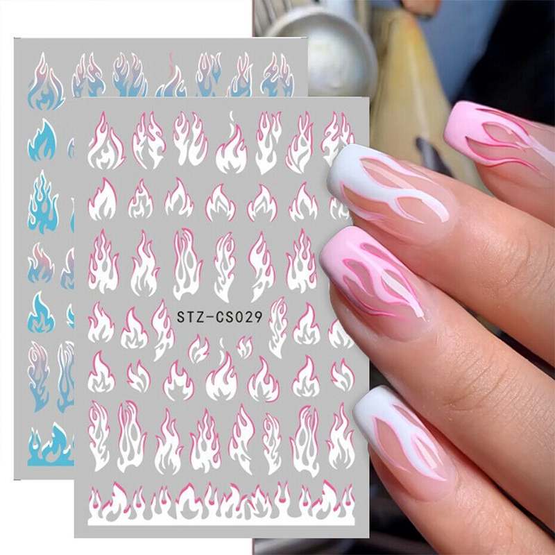 Stiker Kuku 3D Motif Api Untuk Dekorasi Nail Art