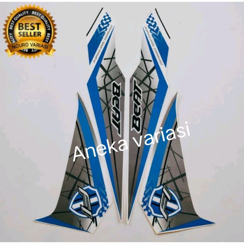 stiker lis honda beat fi esp 2016 - 2017 putih lis biru stiker list motor standar