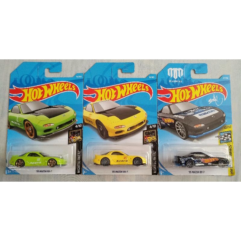 Hot Wheels 95 mazda RX-7 - green, yellow, black