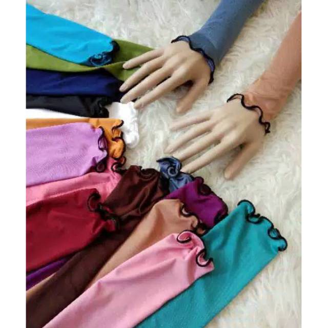 Handsock Curly 1layer manset tangan tali hitam