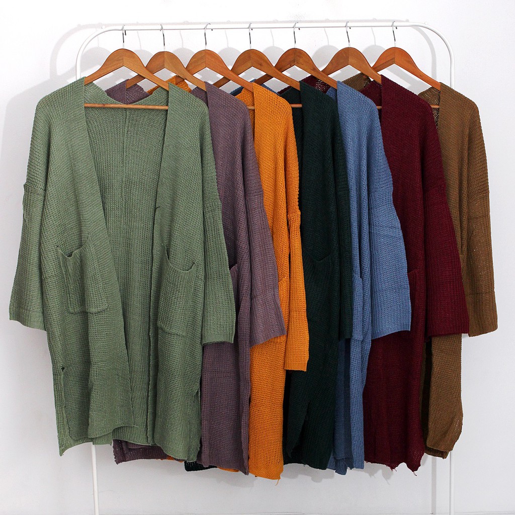 OKECHUKU Lavella Long Cardigan Wanita Outer Wanita Cardigan Rajut Oversize-6