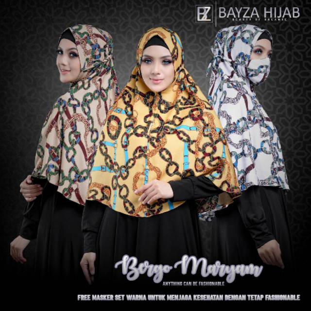 Jilbab Syari Bergo Maryam Rayon Motif Ori Bayza Hijab