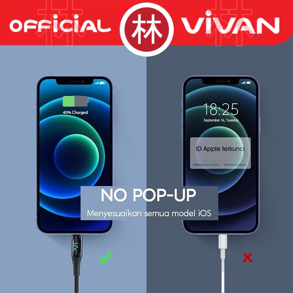 Vivan VIL100 USB Kabel Data iPhone Lightning 2.4A Fast Charging 100cm