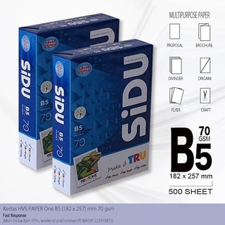 

Kertas HVS Sinar Dunia SiDU B5 70 gsm/ATKProject