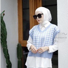 Vest Wanita Jennie knit / Houndstooth Rompi Korea Motif Premium Termurah