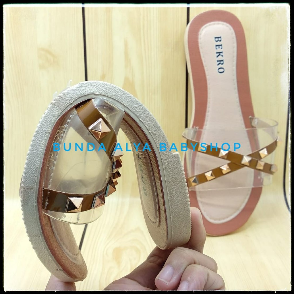 Sendal Wanita Slop Flat Size 36 - 40 COKLAT - Sendal Selop Transparan Sandal Flat Wanita OpenToe SALE