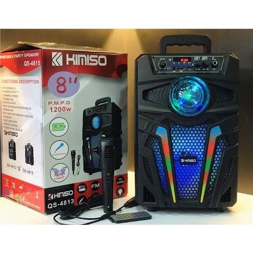 Speaker Karaoke 8&quot; QS-4813 Free Mic Extra Bass Speaker Bluetooth 8 inch Player BT / USB / TF Card / Radio Fm