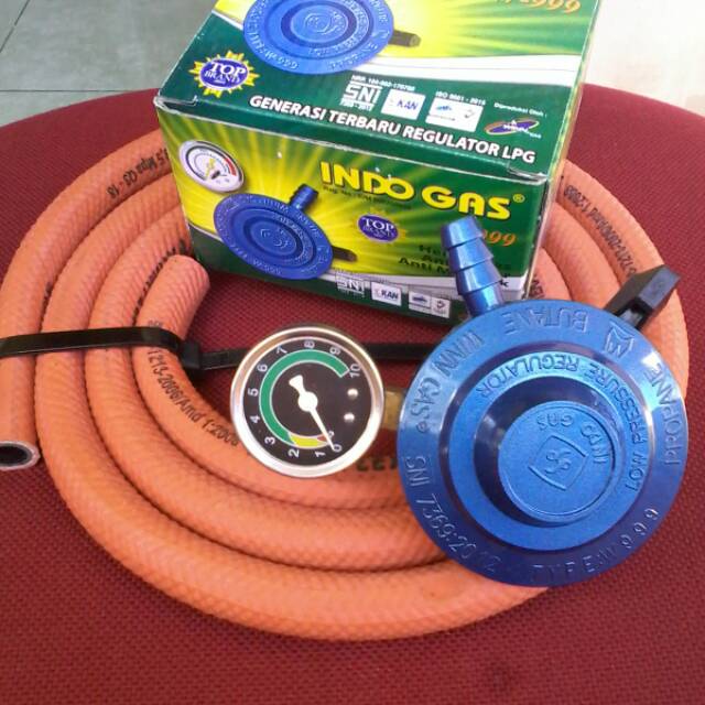 Regulator gas lpg Indogas Anti meledak selang asli primaflex Rubber hose Terbaik