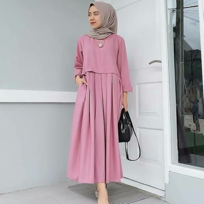 GAMIS SYARI ANNAJAH CAPUCCINO 900GR 110 140 ALLSIZE GAMIS SYARI BUSUI CADAR CREPE HQ POLOS MURAH I.