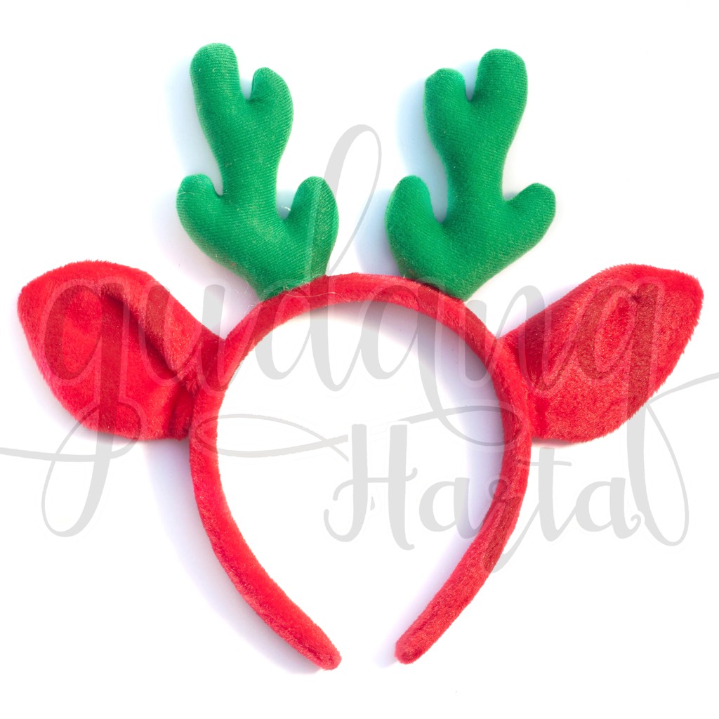 Bando Rusa Natal Warna Merah Hijau Cantik Deer Bando Natal Bandana Headband GH 201968