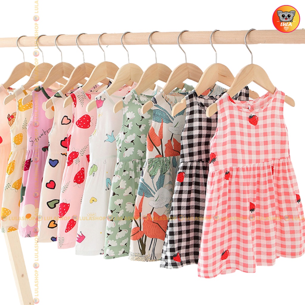 Dress Anak Perempuan / Sleeveless Dress / Dress Anak / Baju Anak / Dress Korean Style / Dress Motif Lucu (Usia 2-5 tahun) / dress anak import