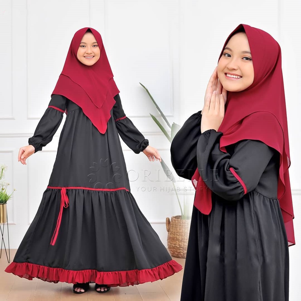 MRA - Baju Gamis Anak 8-11 Thn Baju Muslim Anak Perempuan SENJA KIDS Set Hijab