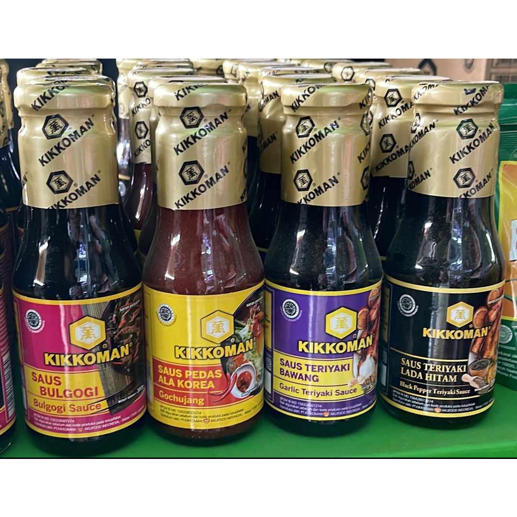 

Saus kikkoman bulgogi /pedas ala kora / gochuang/ teriyaki bawang/ garlic teriyaki / teriyaki lada hitam / black pepper sauce