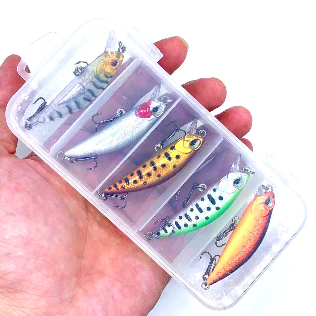 5Pcs/Box Fishing Lure  Sinking Kail Minnow Umpan Pancing Bentuk Ikan Kecil 5cm 5g Bait Memancing Tackle