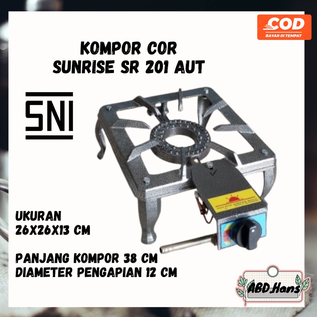 (ABD) Peralatan Rumah Tangga Kompor Cor 1 Tungku Sunrise SR 201 Auto SNI Low Pressure Tekanan Rendah