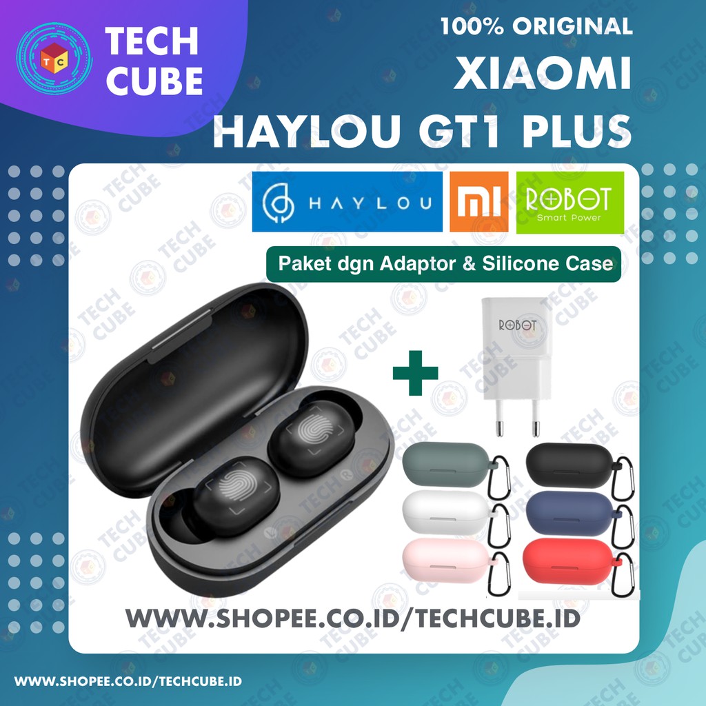 Haylou GT1 Plus TWS Wireless Earphone Bluetooth 5.0 Touch-Lengkap Pink