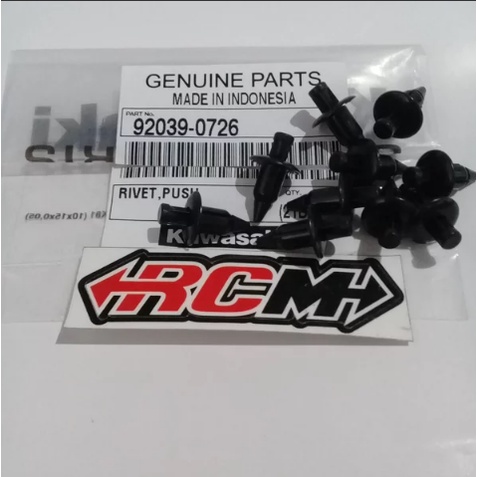 PERBIJI PLASTIK RIVET PUSH KLIP CLIP KANCINGAN BODI KANCING BODY NINJA RR 2T 2TAK ORI ORIGINAL KAWASAKI KGP ASLI 92039-0726