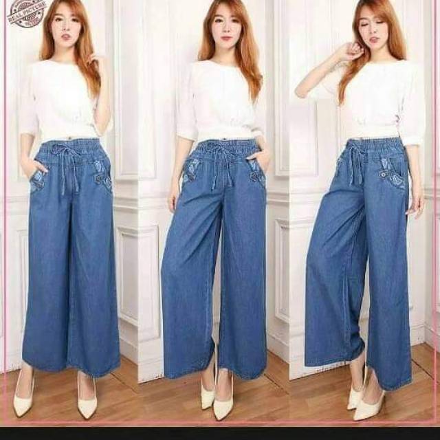 Celana kulot jeans wanita