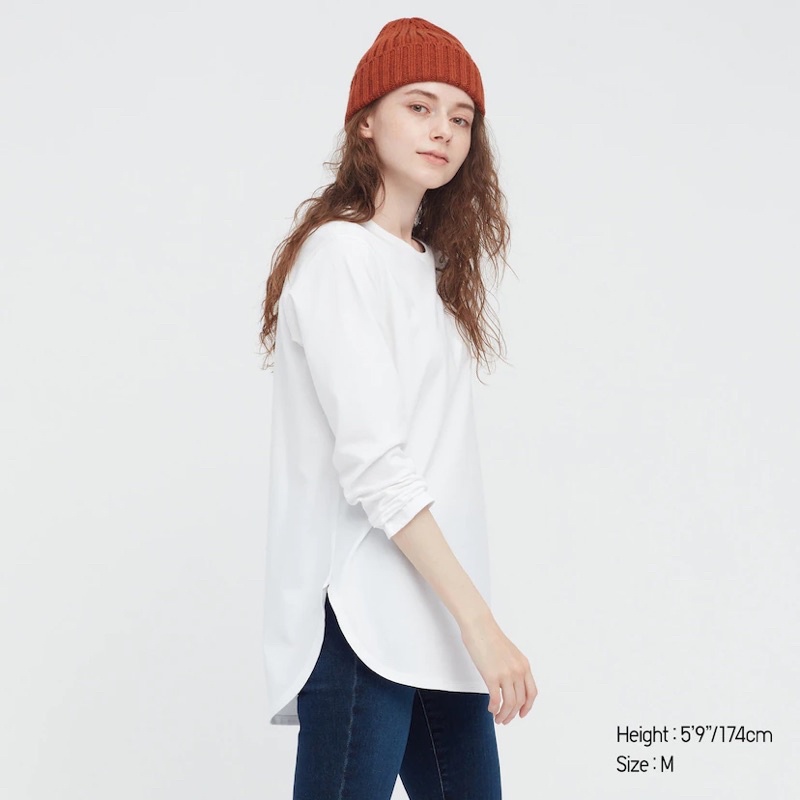 uniqlo women tshirt shirttail hem