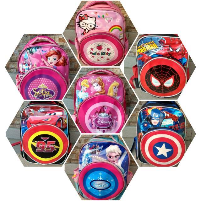 Ransel anak sekolah hologram karakter import