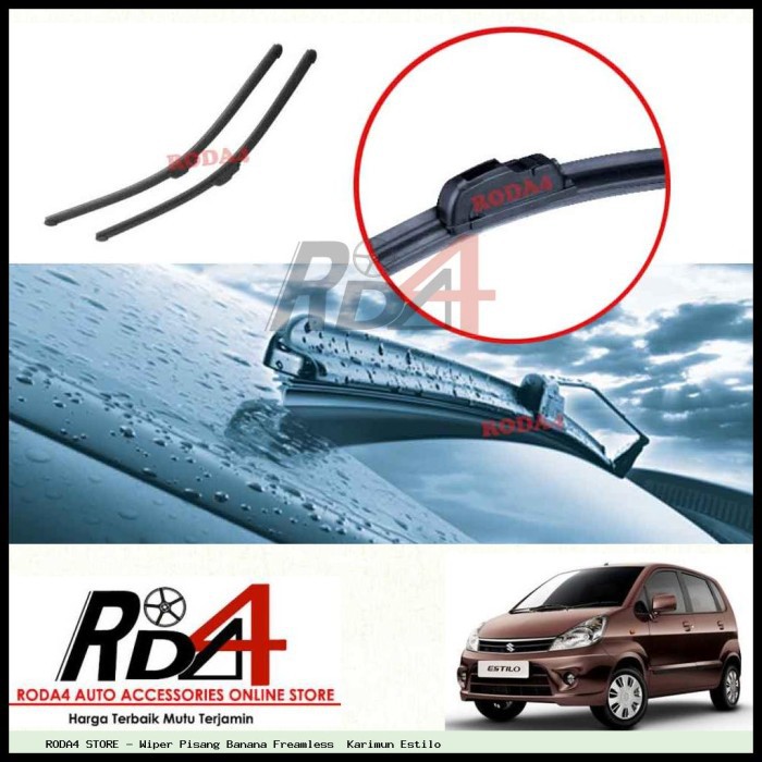 Wiper Mobil Karimun Estilo 22 14 Frameless Banana 1 Set 2 Pcs