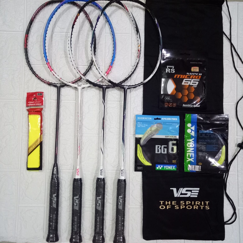 RAKET BADMINTON VSE - FREE PEMASANGAN SENAR + GRIP + TAS ORIGINAL 100%