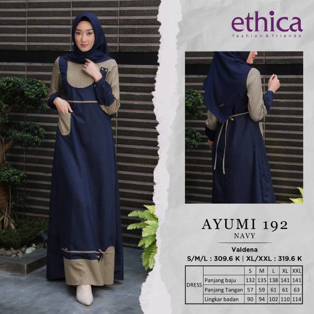  GAMIS  ETHICA AYUMI 192 HITAM ABU  NAVY  ORIGINAL Shopee 