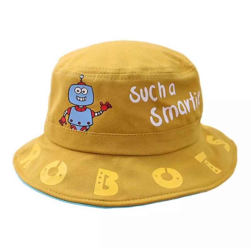GYASHOP.Topi bucket/topi ember anak karakter robot unisex, kekinian