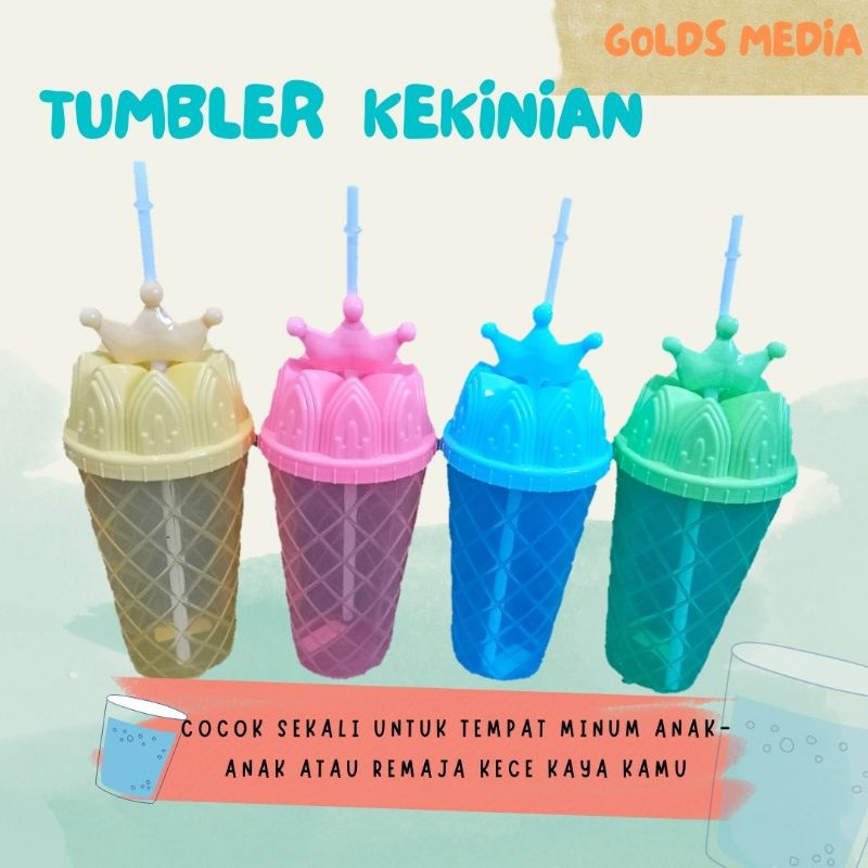 GELAS MUG CUPS BOTOL TUMBLER PLASTIK YANG UNIK DAN LUCU DENGAN SEDOTAN  / Tumbler Korea / Tumbler Vi