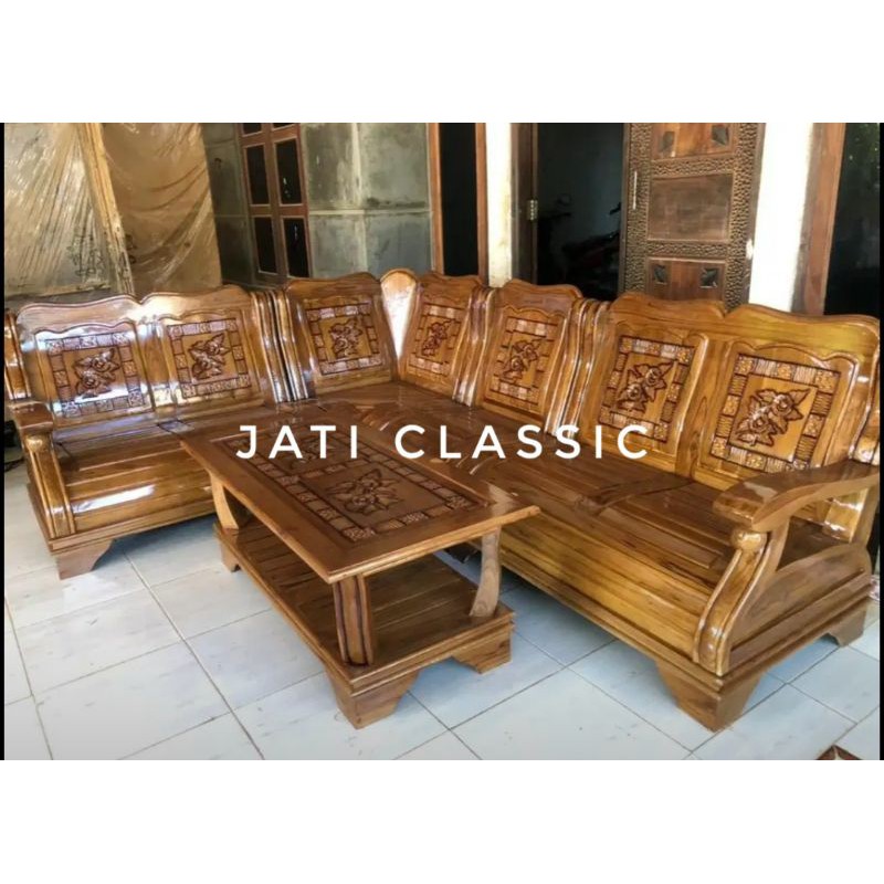 kursi sudut gajah jati