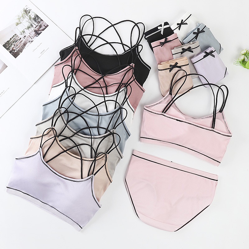 Tank Top Crop Bralette motif garis