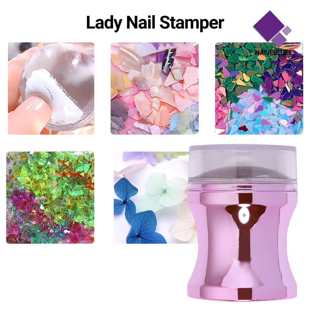 Naiveblue &gt; Stamper / Cap Kuku Wanita Multifungsi Tekstur Bening Ringan Untuk Nail Art / Manicure