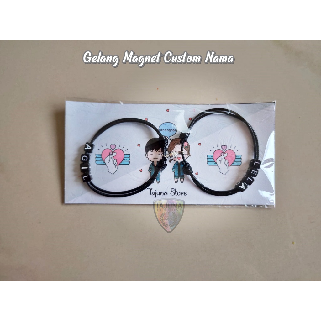 satu pasang gelang cauple/ pasangan/gelang persahabatan/gelang magnet bisa custom inisial atau nama