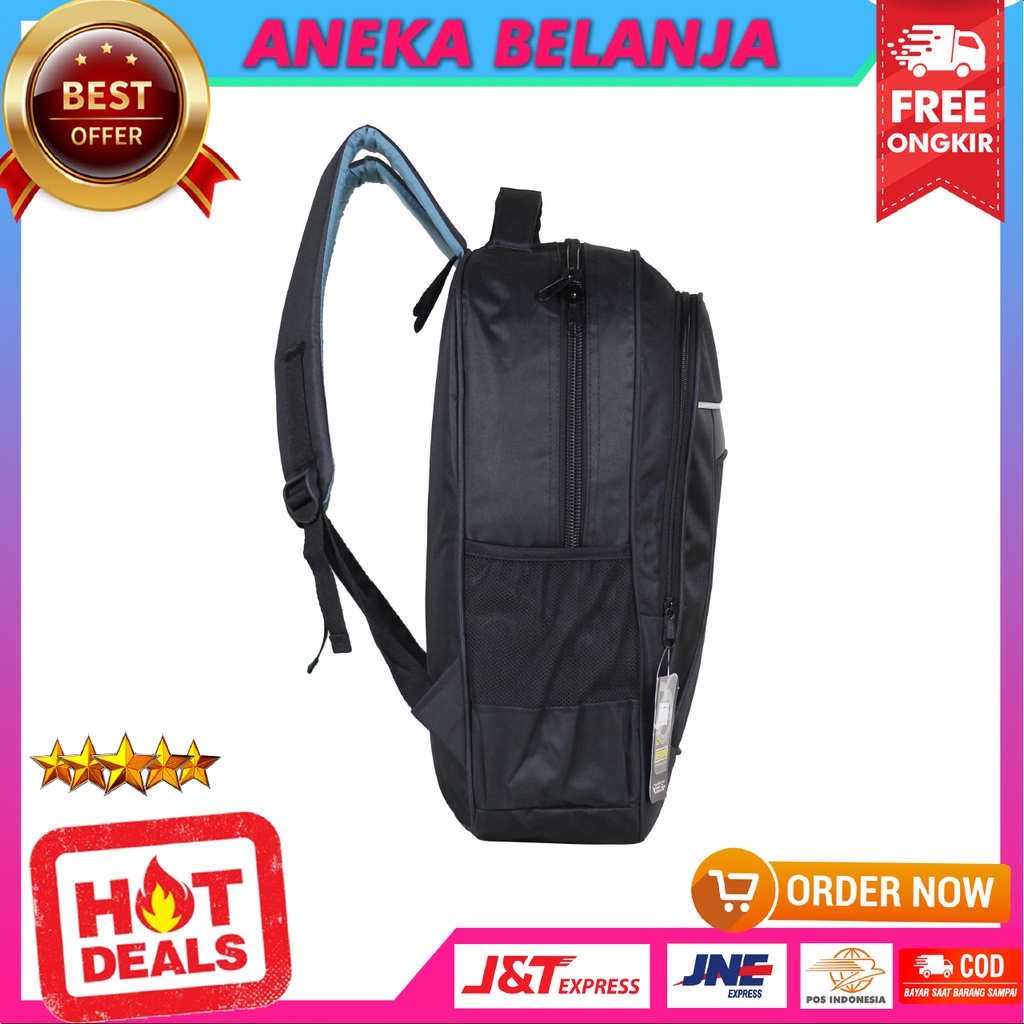 Ransel Sekolah Kerja Kuliah Model Rebound Garis Atas Silver Free Raincover Tas Backpack Berkualitas