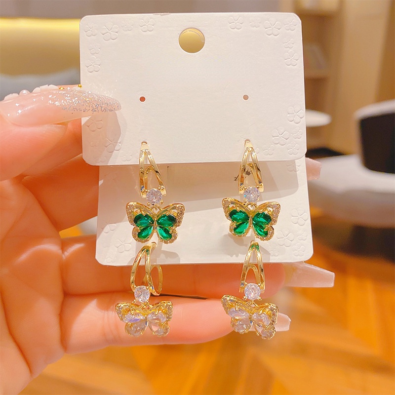 Anting Liontin Kupu-Kupu Bahan Zirkon