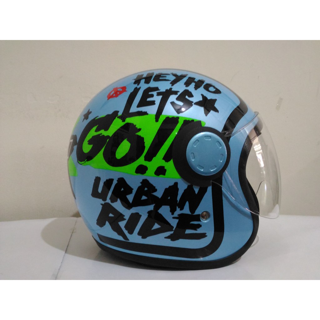 HELM GM VINT   URBANRIDE    WHITE BLACK,   BLUE BLACK