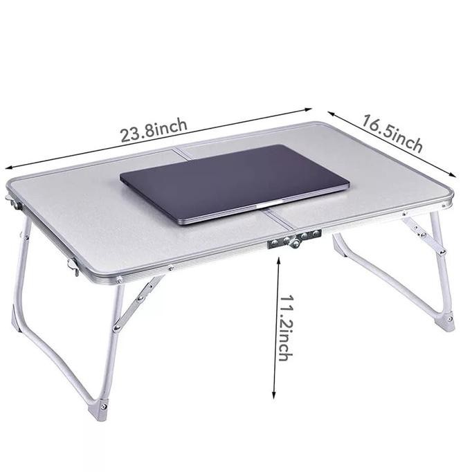 Meja Lipat Laptop Alumunium Portable/Meja Laptop/Meja Belajar Lesehan - Putih Asean.Mekar